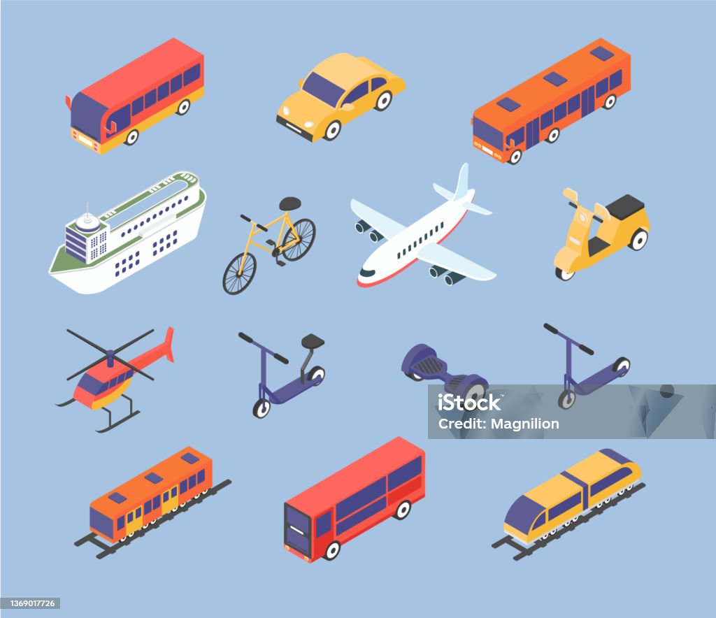 Types of Transport Isometric Vector Types of Transport Isometric Vector illustration. Logistics. Airplane stock vector