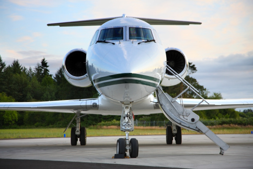 Private jet, front view
