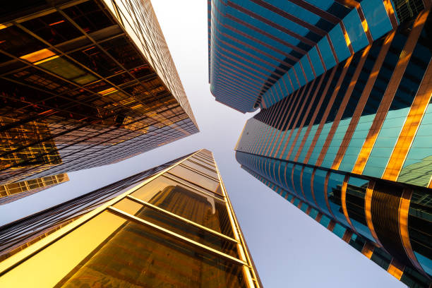 Full frame of golden glass curtain wall
