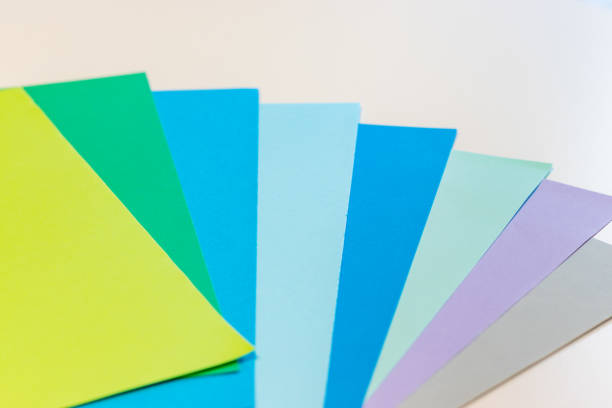 istock Cool color drawing papers on the white table 1369026980