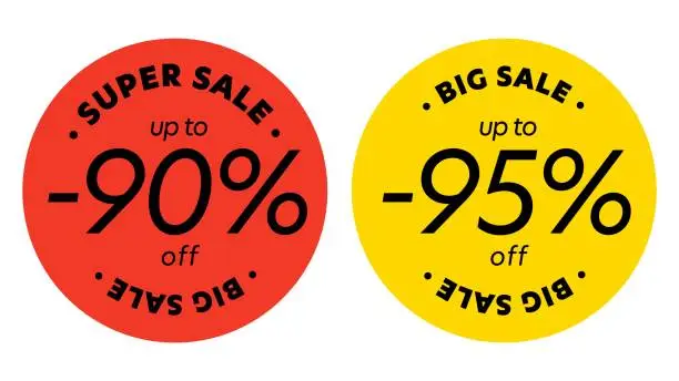Vector illustration of Super big sale up to 90 and 95 percent discount