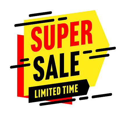 Super sale limited offer label sticker isolated on white