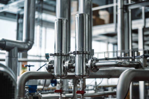 istock Heavy duty steel pipelines for pumping liquids 1369032930
