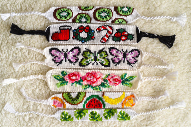 istock DIY woven friendship bracelet  on white background 1369040157