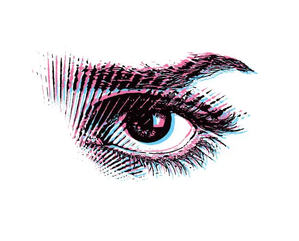 Vector illustration of Stereoscopic illustration of an All seeing eye