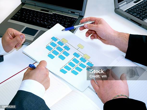 Reunión De Negocios Foto de stock y más banco de imágenes de Gráfico de organización de la empresa - Gráfico de organización de la empresa, Ordenador portátil, Papel