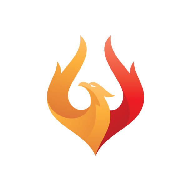 ilustraciones, imágenes clip art, dibujos animados e iconos de stock de moderno diseño de logotipo de fénix ascendente de gradiente. pájaro de fuego, icono vectorial de ala de fuego de llama - firebird logo
