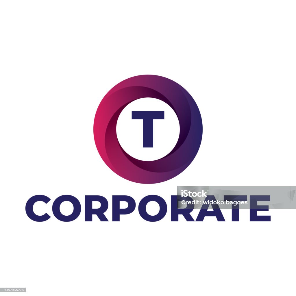 T In Circle Letter T Symbol Design Template On Circular Gradient Circle ...