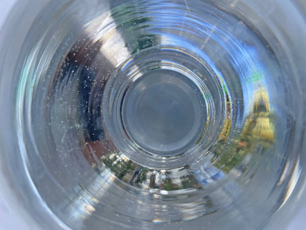 istock Drinkable water in a glass cup. top view. 1369062149