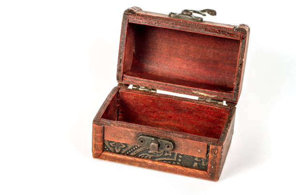 istock Open wooden box on a white background. 1369066642