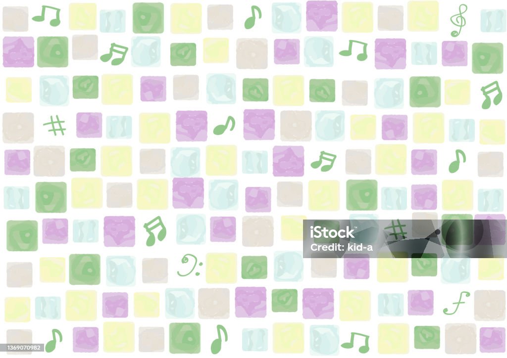 Square Line Note Pattern Water Colored Square Pattern And Hand Drawn Musical Notes Stock ...
