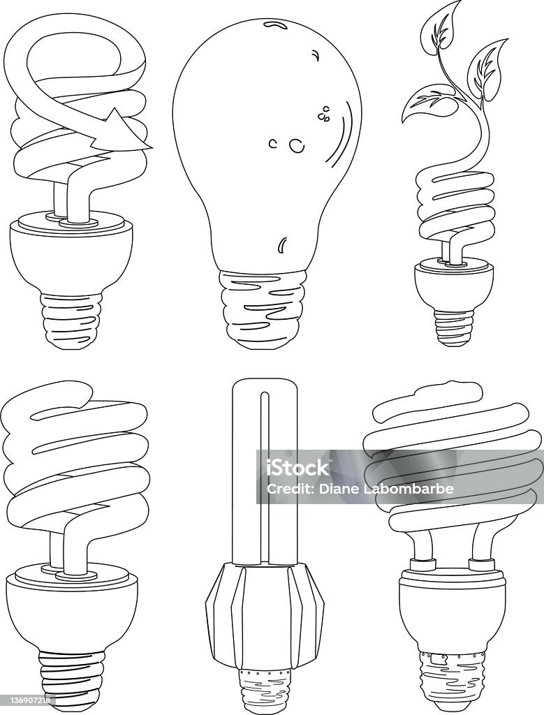 Ampoule dessins au trait - clipart vectoriel de Ampoule à basse consommation libre de droits