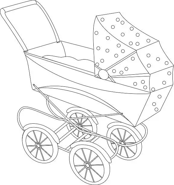 Vector illustration of Retro Baby Buggy