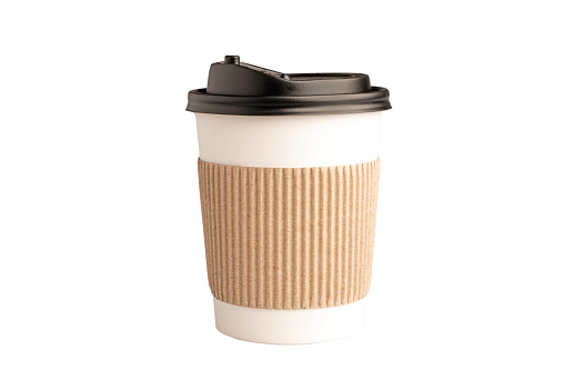 paper coffee cup on white background