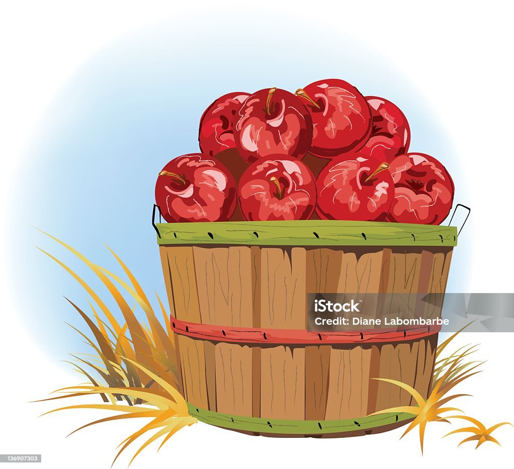 Bushel z jabłek - Grafika wektorowa royalty-free (Kosz)