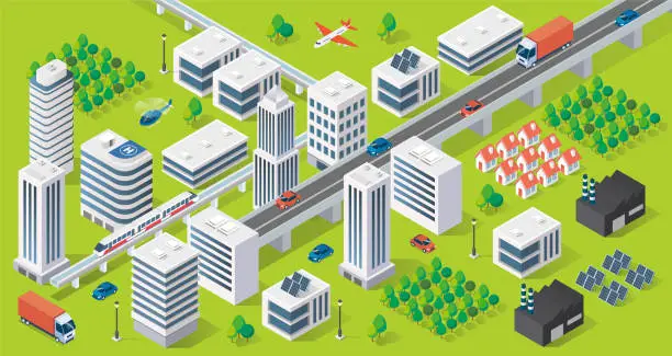 Vector illustration of Urban cityscape isometric view