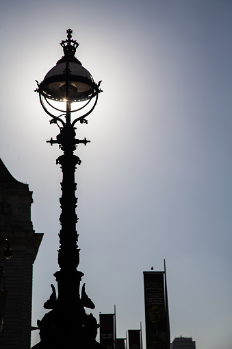 London embankment street lamp silhouette