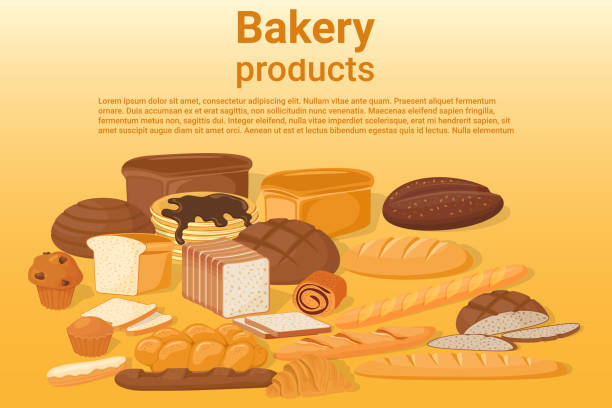 ilustrações de stock, clip art, desenhos animados e ícones de bakery products - baked bread breakfast brown