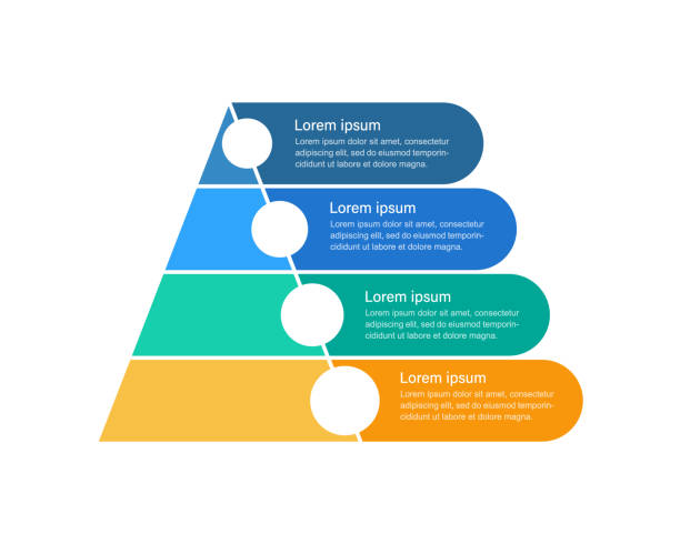 ひとり親がインフォグラフィックチャートデザインテンプレートに挑戦します。空白のコピースペースを含む抽象的なベクトル情報図。4ステップシーケンスを持つ指示グラフィックス。ビジ - pyramid点のイラスト素材／クリップアート素材／マンガ素材／アイコン素材