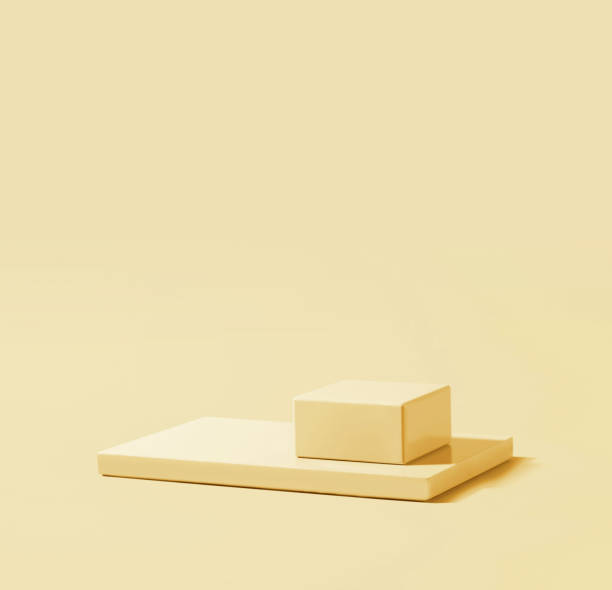 istock Blank mini podium for product display on background 1369083724