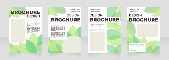 Green tea production blank brochure layout design. Nature info. Vertical poster template set with empty copy space for text. Premade corporate reports collection. Editable flyer paper pages