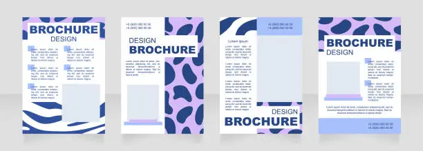 Vector illustration of African animals blue blank brochure layout design. Creative fur print. Vertical poster template set with empty copy space for text. Premade corporate reports collection. Editable flyer paper pages