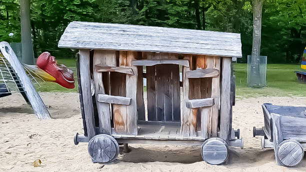 istock Part of a wooden railway 1369084992