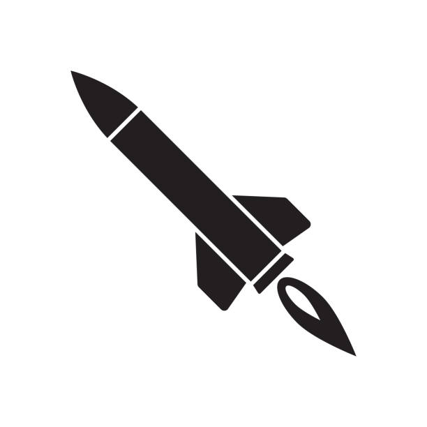 raketenwaffe icon vektor raketenwaffe mit booster-zeichen für grafikdesign, logo, website, social media, mobile app, ui-illustration - missile stock-grafiken, -clipart, -cartoons und -symbole