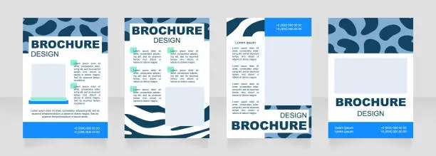 Vector illustration of Wildlife information blue blank brochure layout design. Safari animals. Vertical poster template set with empty copy space for text. Premade corporate reports collection. Editable flyer paper pages