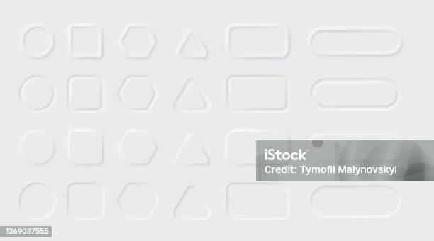 3d Shape Key Button Design Neumorphic Buttons Mega Set Different 3d Shapes Web Elements 3d Design ...