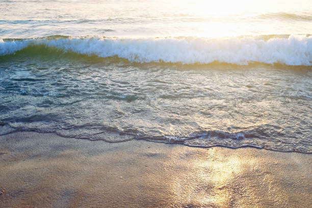 sea surf on the beach, horizon, morning