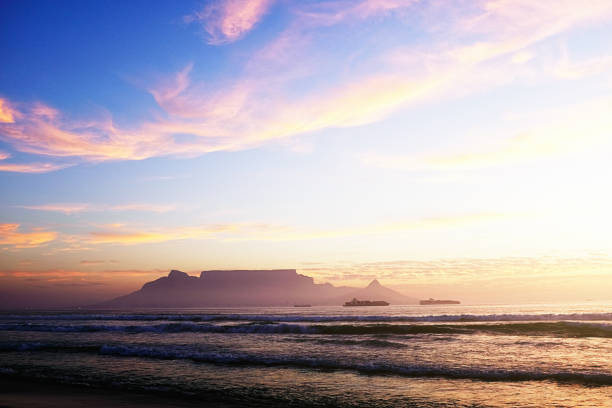 Sunset seen from Table Mountain in Cape Town  Western Cape