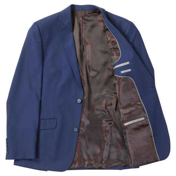 istock blue classic men's suit, blue jacket with brown lining, on a white background 1369088809