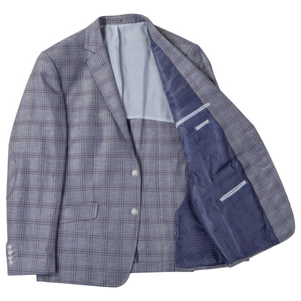 istock classic men's suit, gray plaid jacket, on a white background 1369088824
