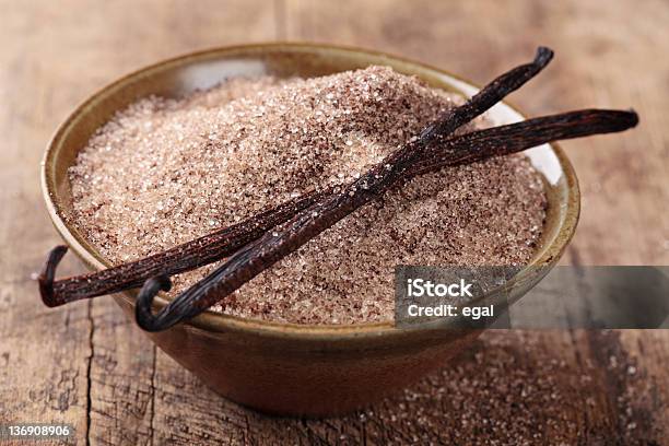 Bourbon Vanilla Sugar And Beans Stock Photo - Download Image Now - Vanilla, Sugar - Food, Brown