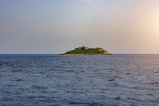 Mamula Island in the middle of the sea with a fortress