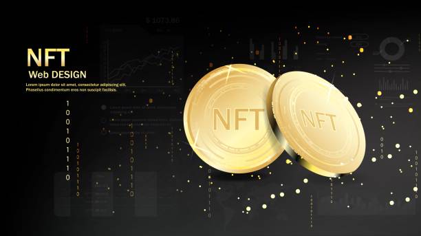 Concept of NFT ,non-fungible token with network vector on dark background. Vector illustration concept nft banner for website. Non-renewable token. Vector illustration. Concept of NFT ,non-fungible token with network vector on dark background. Vector illustration concept nft banner for website. Non-renewable token. Vector illustration. nonrenewable resources stock illustrations