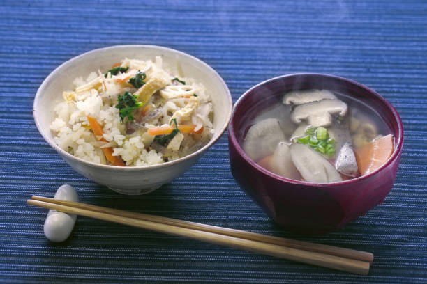 istock Kenchin-jiru and cooked rice 1369095474