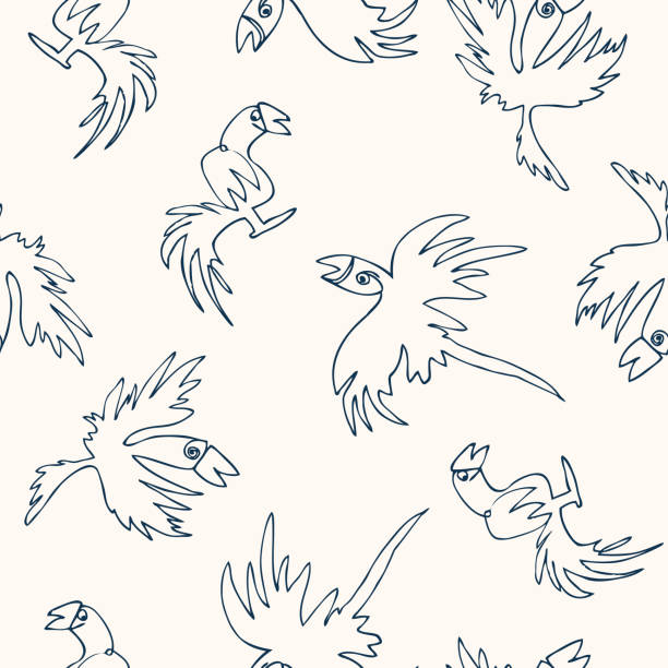 Pattern with parrots Simple seamless pattern with parrots on beige background. Endless vector illustration for wallpaper, wrapping paper, design of textile echo parakeet stock illustrations