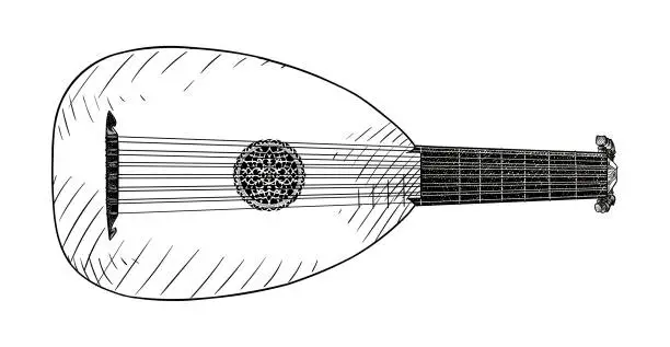 Vector illustration of Vector drawing of a lute