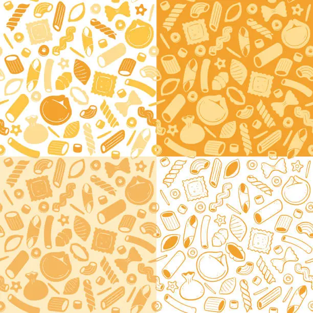 Vector illustration of Italian Pasta Seamless Pattern Collection