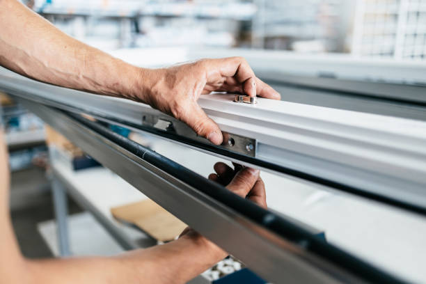 istock Factory interiors for manufacturing PVC windows and doors. 1369098944