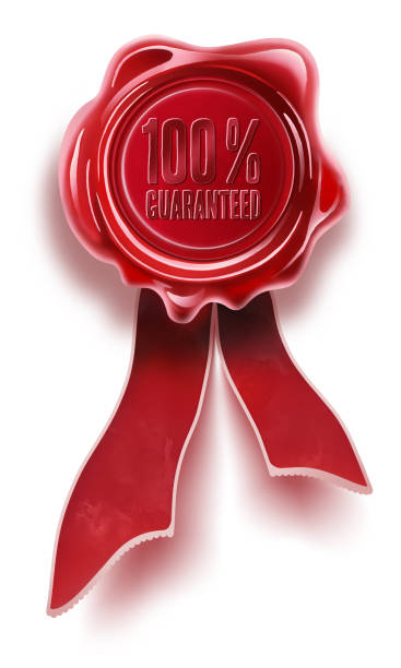 istock Red vintage wax seal stamp with 100% guarantee illustration 1369104224