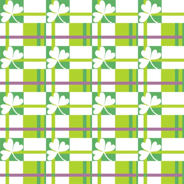 Vector illustration of Green Clover lucky leaf seamless pattern for st.Patrick day background