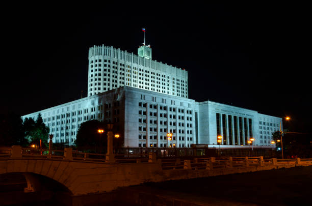istock Moscow, Russia - August, 25.2018: white house moscow at night 1369106963