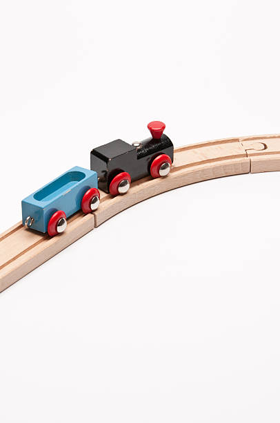 istock Train in a Curve with blue Waggon 136910767