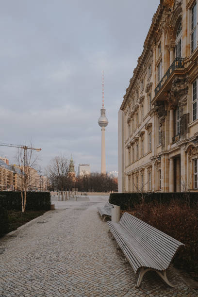 Berlin, Germany- December 27, 2021: View from The Berlin Palace to the TV-tower