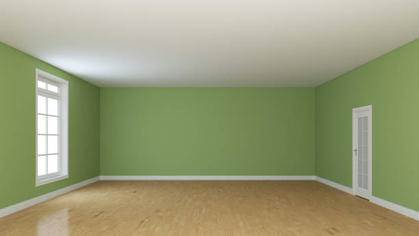 istock Empty Room Interior Concept with a White Window and a White Door. 1369108414