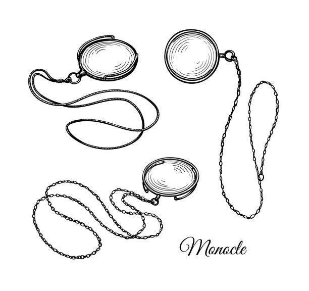 monocles tintenskizze. - monocle stock-grafiken, -clipart, -cartoons und -symbole