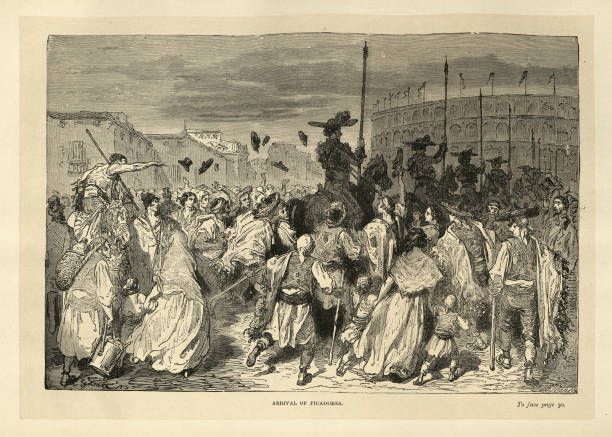 istock Arrival of the Picadors, Bull fighting, Cheering crowd, Spanish 19th Century 1369113642